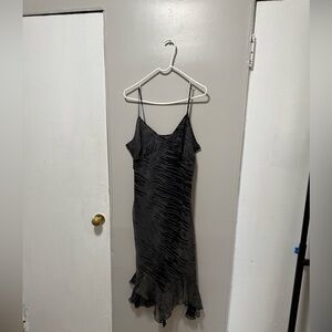 Vintage reformation ruffle Elegant Black and Gray Women's Dress